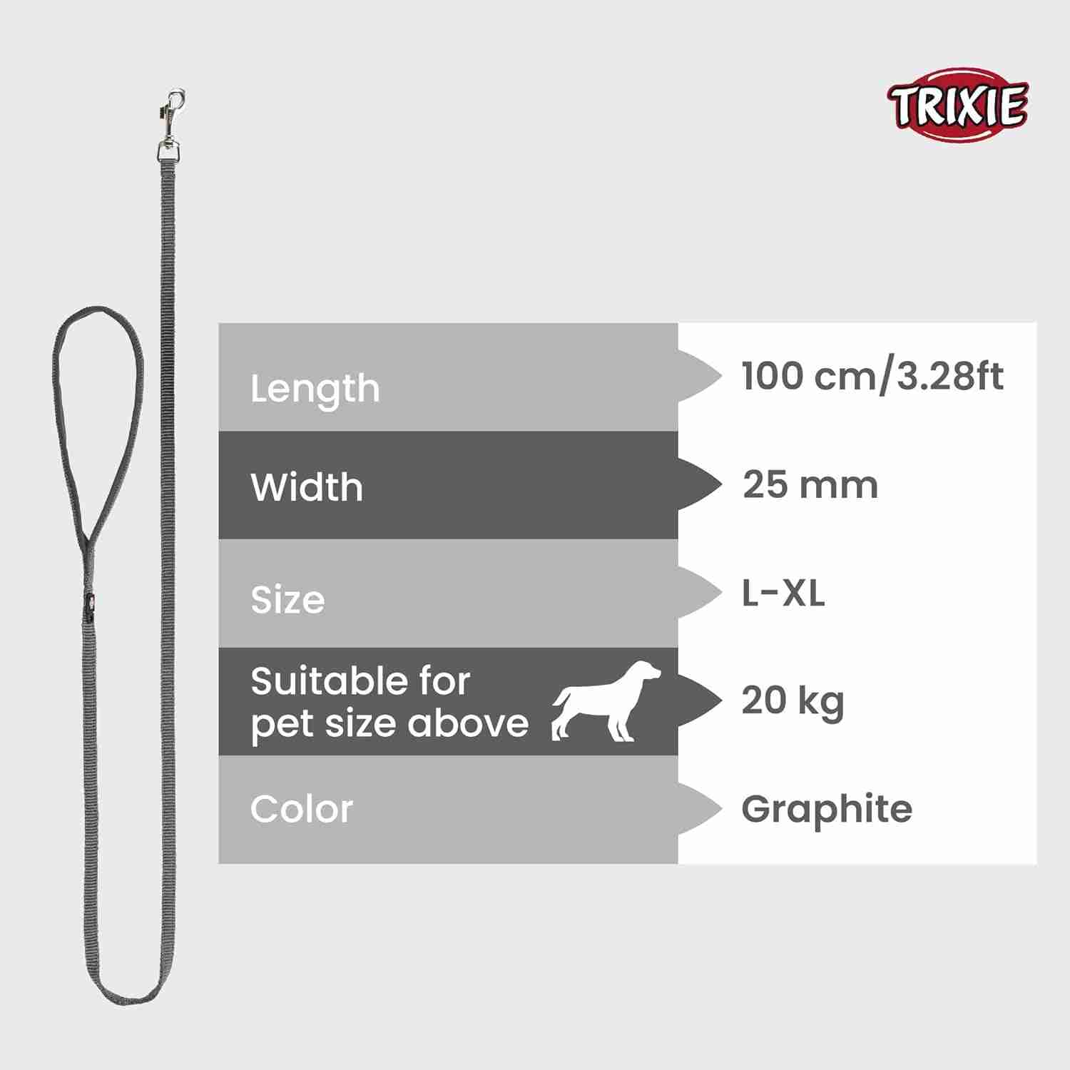 Trixie Premium Leash for Dogs, Graphite