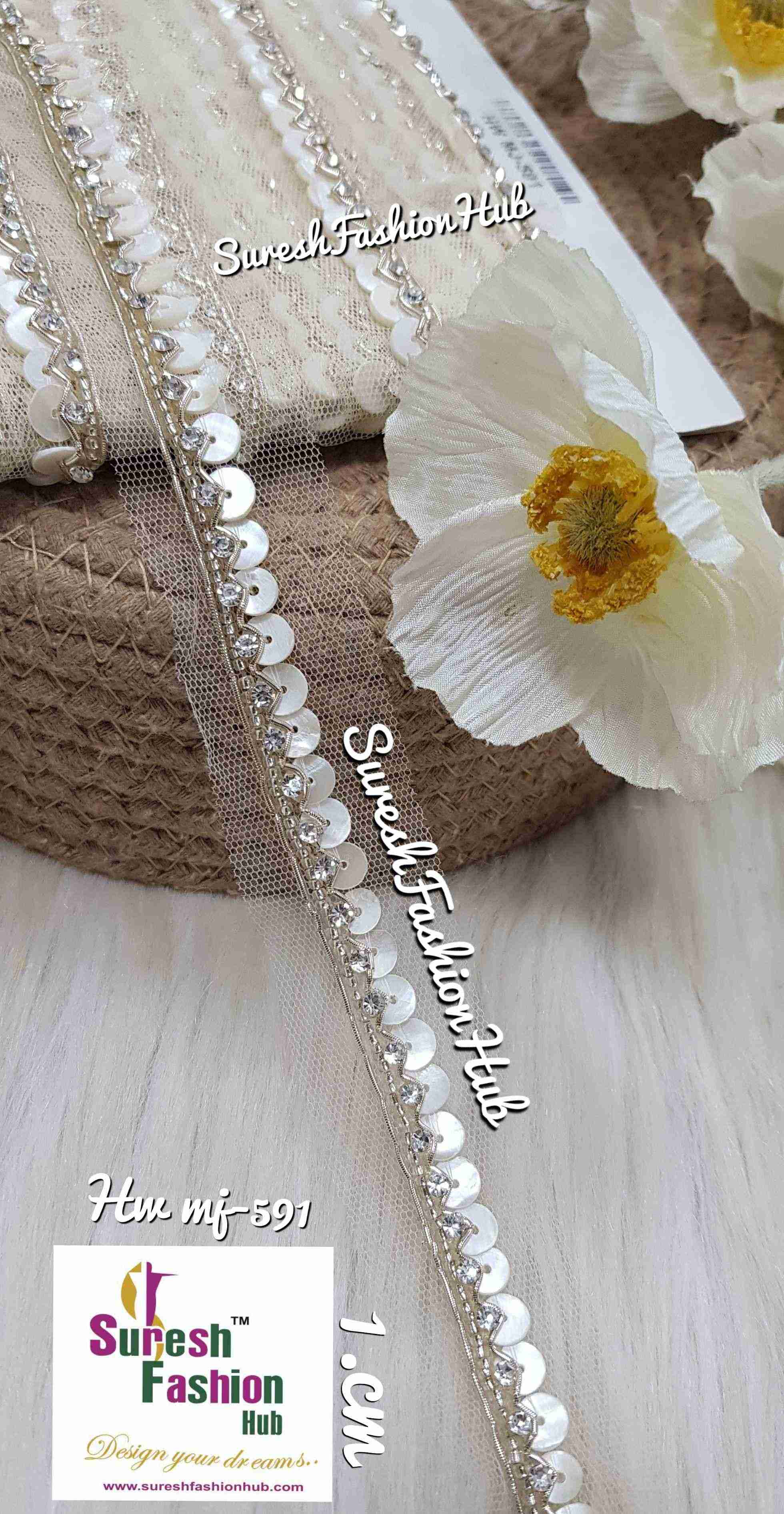 Diamond Sea Shell Elegance Net Lace - One Side