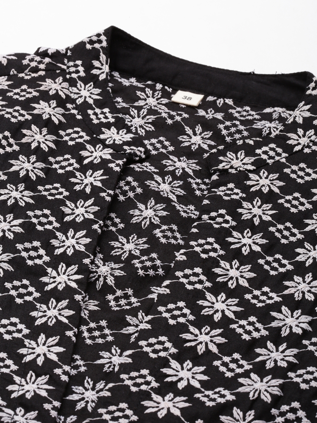 Showoff | SHOWOFF Women's Mandarin Collar Embroidered Black Kurta set 1