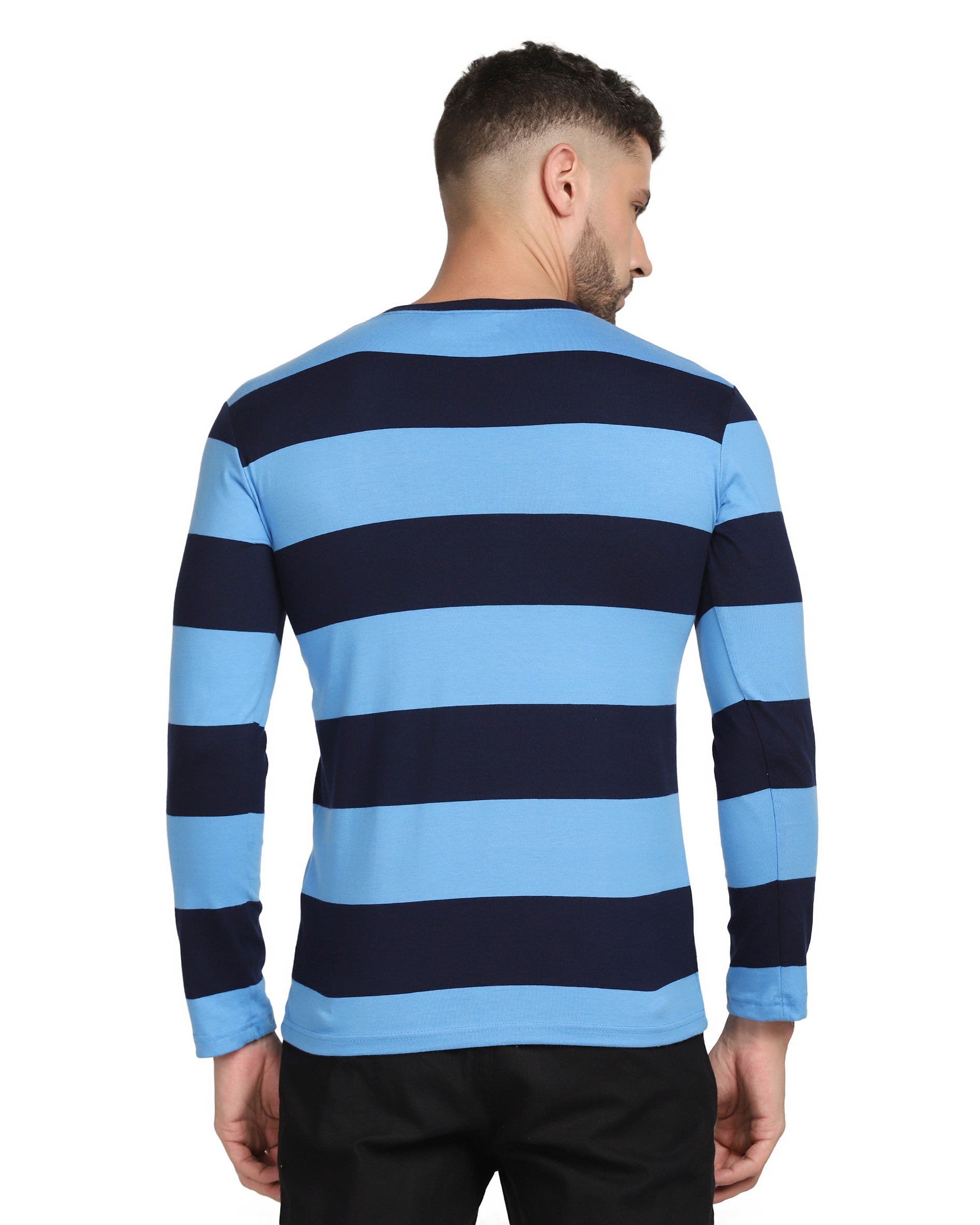 Blue Striped Full Sleeve T-Shirt