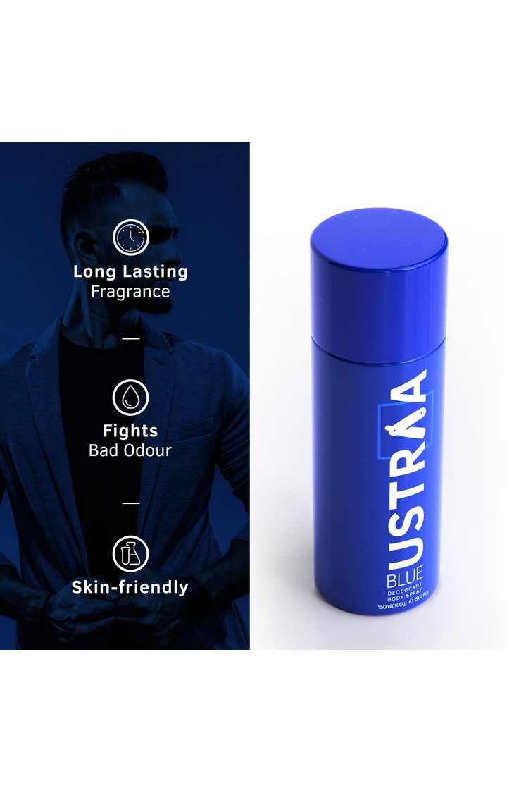 Ustraa | Ustraa Blue Deodorant - 150 ml & Sea Minerals Soap - 100g (Pack Of 4) 1