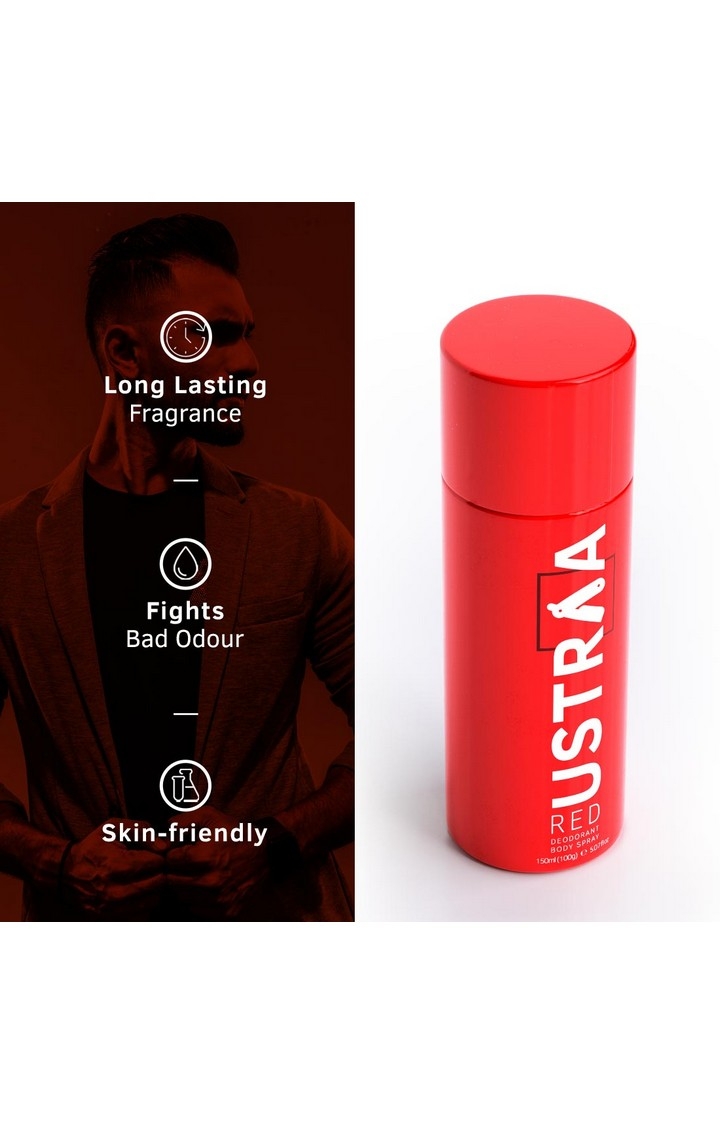 Ustraa | Ustraa Red Deodorant - 150 ml & Rebel Soap - 125 g (Pack Of 3) 1