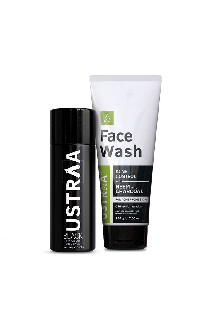 Ustraa | Ustraa Black Deodorant 150ml & Face Wash Neem And Charcoal 200g 0