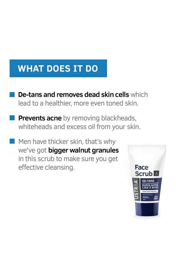 Ustraa Black Deodorant 150ml, DeTan Face Scrub 100g & Face Wash Neem