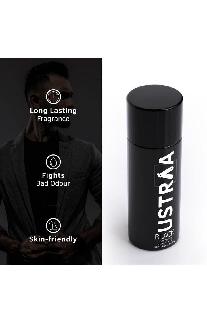 Ustraa | Ustraa Black Deodorant 150ml & Body Wash Activated Charcoal 250ml 1