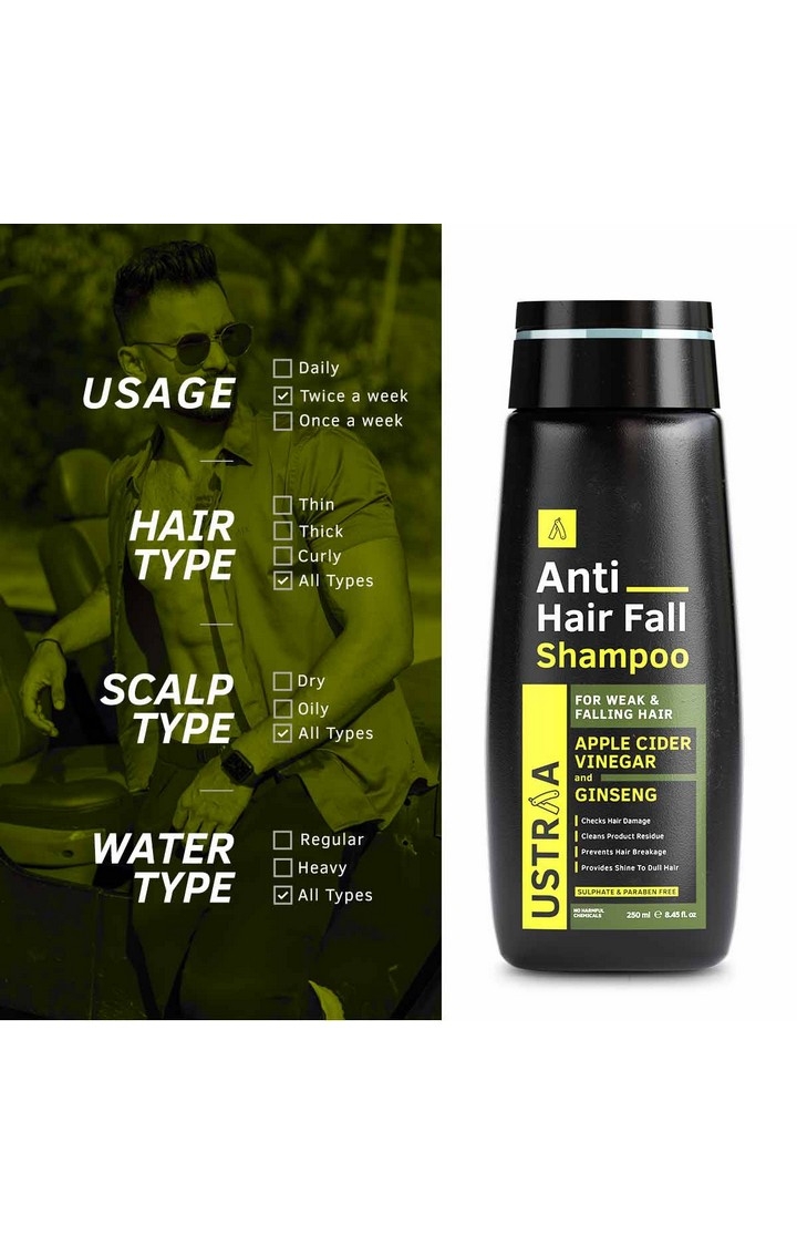 Ustraa | Ustraa Black Deodorant 150ml & Anti- Hair Fall Shampoo 250ml 4