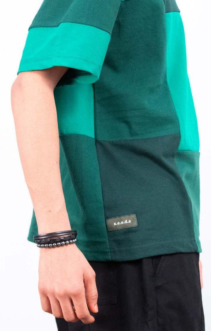 Men's Green Cut & Sew Oversized T-Shirt