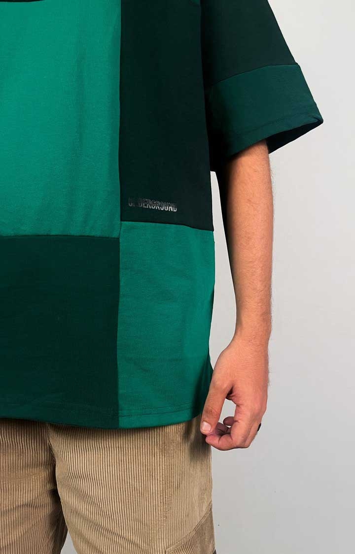 Men's Green Cut & Sew Oversized T-Shirt