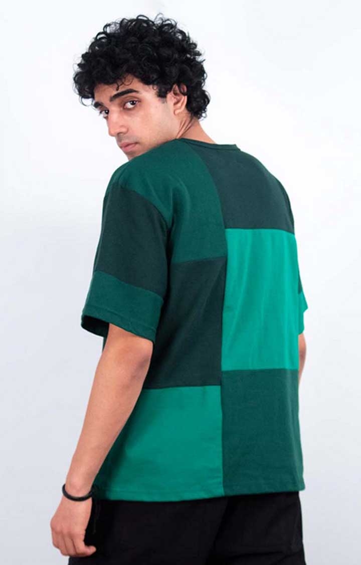 Men's Green Cut & Sew Oversized T-Shirt