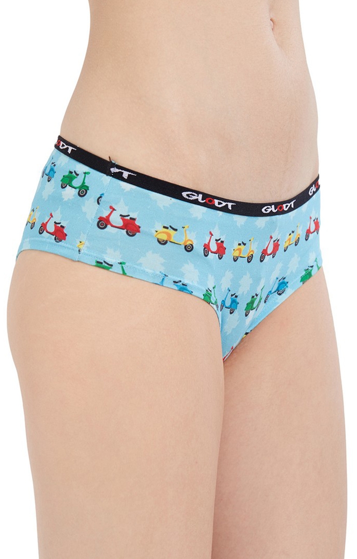 GLODT | Blue Scooter Print Pima Cotton Hipster Panties 3
