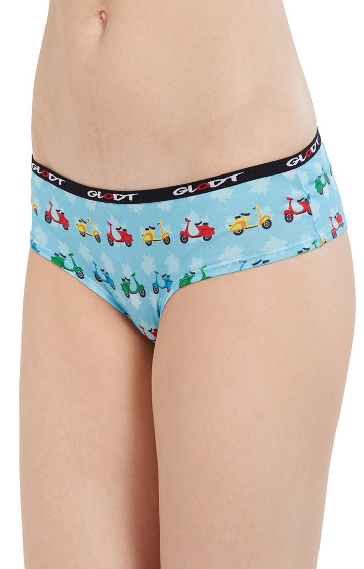 GLODT | Blue Scooter Print Pima Cotton Hipster Panties 2