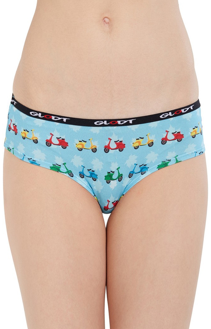 GLODT | Blue Scooter Print Pima Cotton Hipster Panties 0
