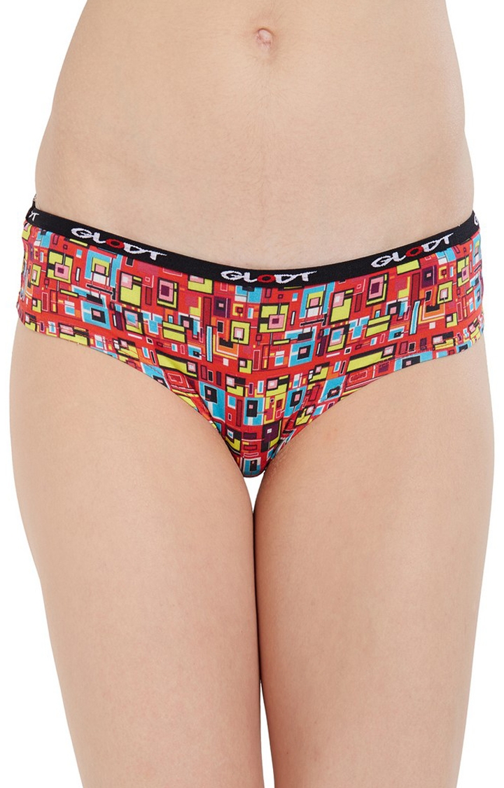 GLODT | Red Bamboozled Print Pima Cotton Hipster Panties 0