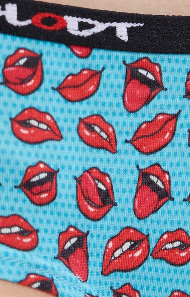 GLODT | Blue Hot Lips Print Pima Cotton Hipster Panties 5