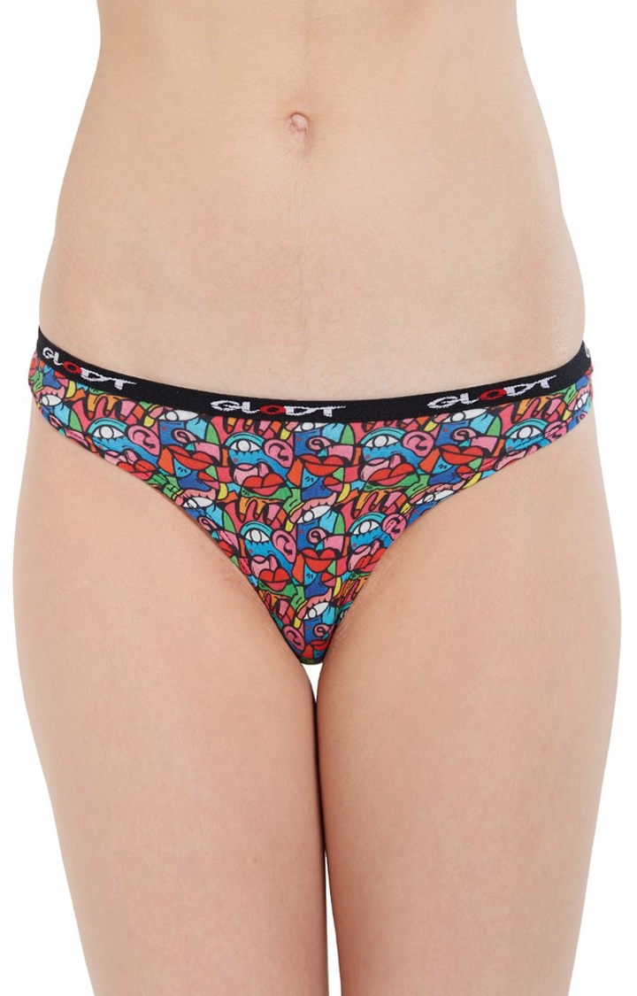 GLODT | Multicoloured Goo Goo Eyes Print Pima Cotton Bikini Panties 0