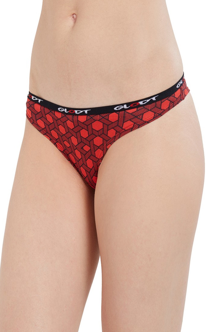 GLODT | Red Hexagon Print Pima Cotton Bikini Panties 2