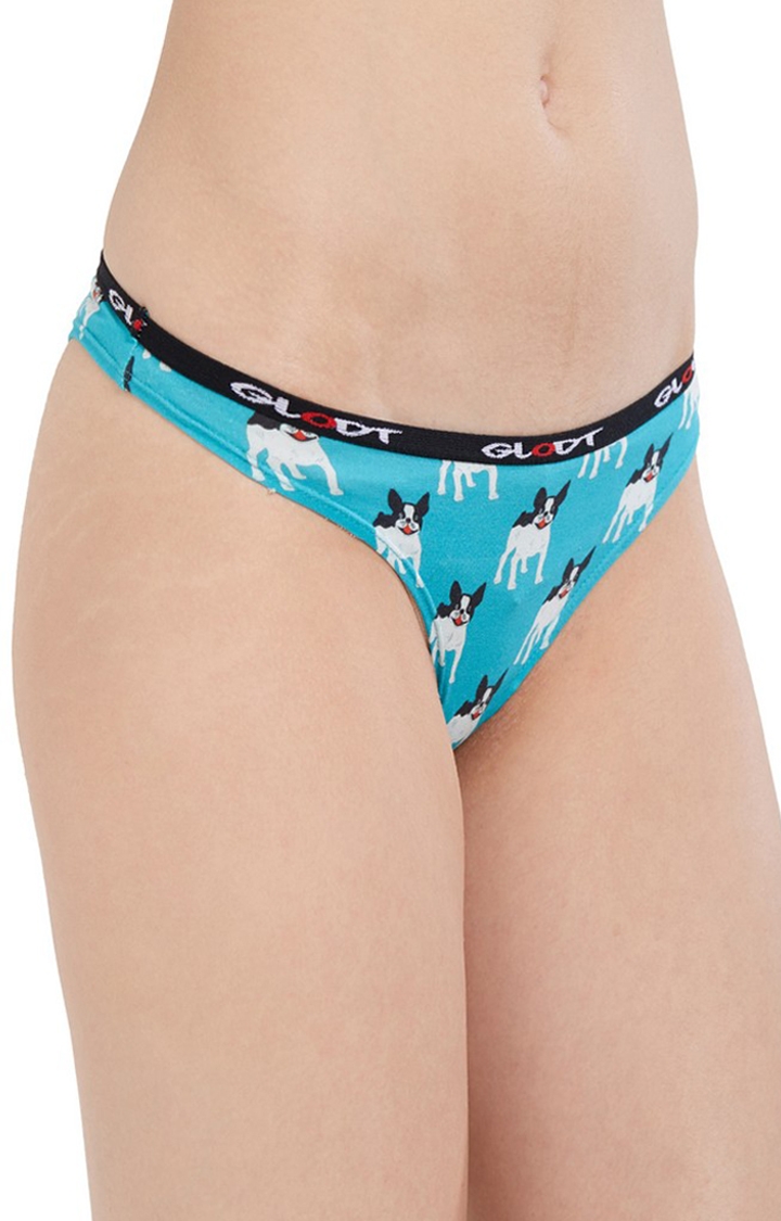 GLODT | Blue French Bulldog Print Pima Cotton Bikini Panties 3