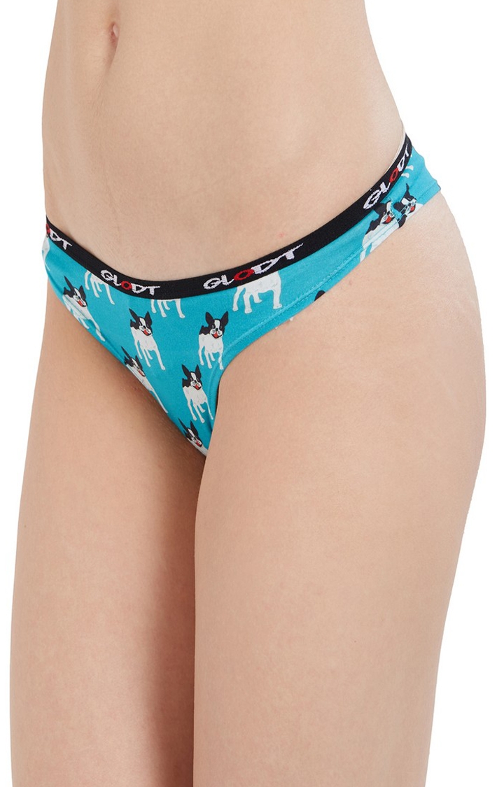 GLODT | Blue French Bulldog Print Pima Cotton Bikini Panties 2