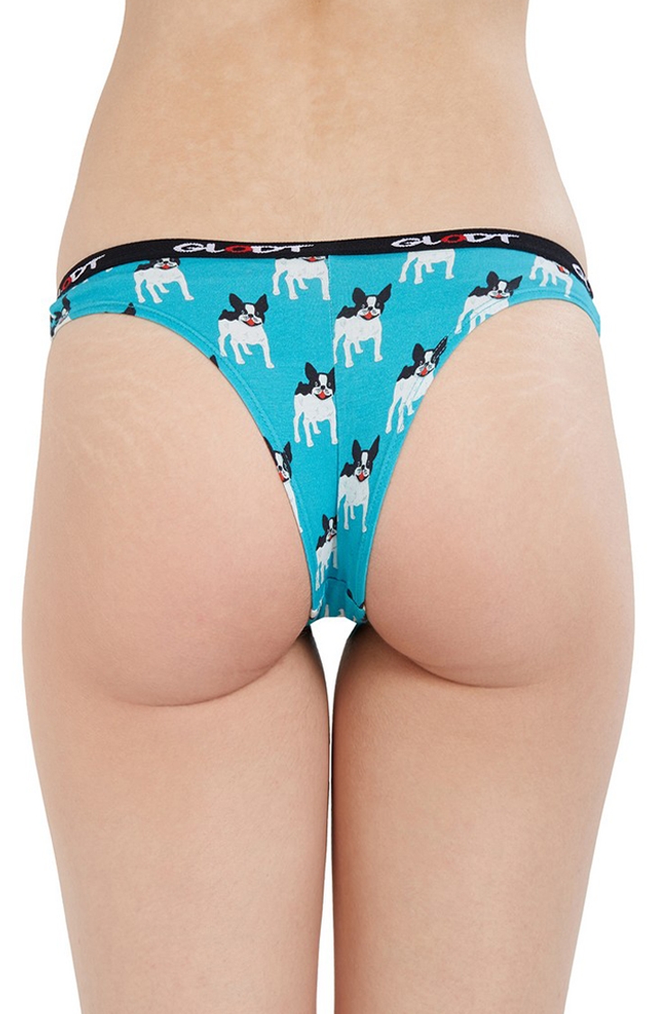GLODT | Blue French Bulldog Print Pima Cotton Bikini Panties 4