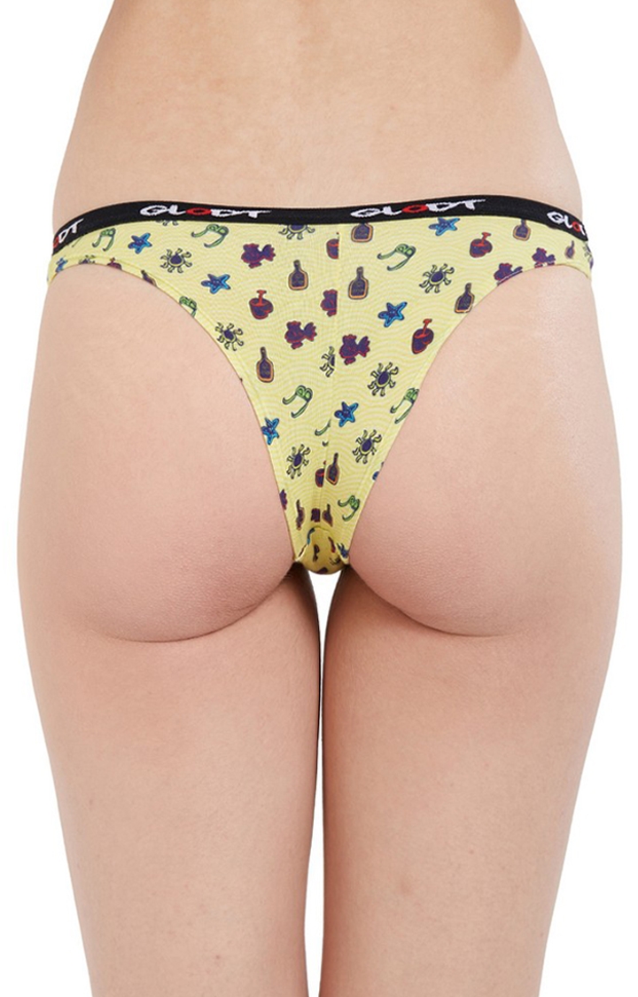 GLODT | Yellow Sunbathing Print Pima Cotton Bikini Panties 4