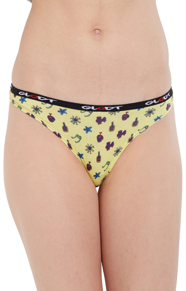 GLODT | Yellow Sunbathing Print Pima Cotton Bikini Panties 0