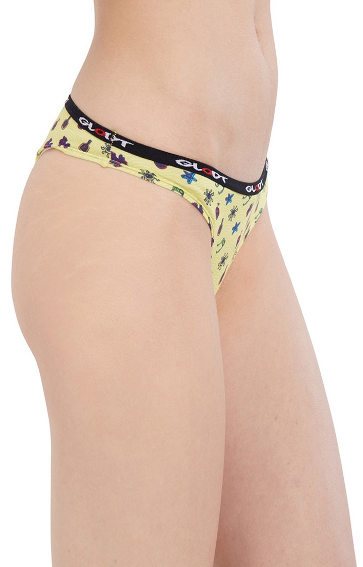 GLODT | Yellow Sunbathing Print Pima Cotton Bikini Panties 3