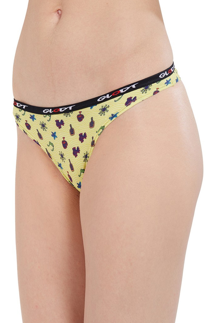 GLODT | Yellow Sunbathing Print Pima Cotton Bikini Panties 2