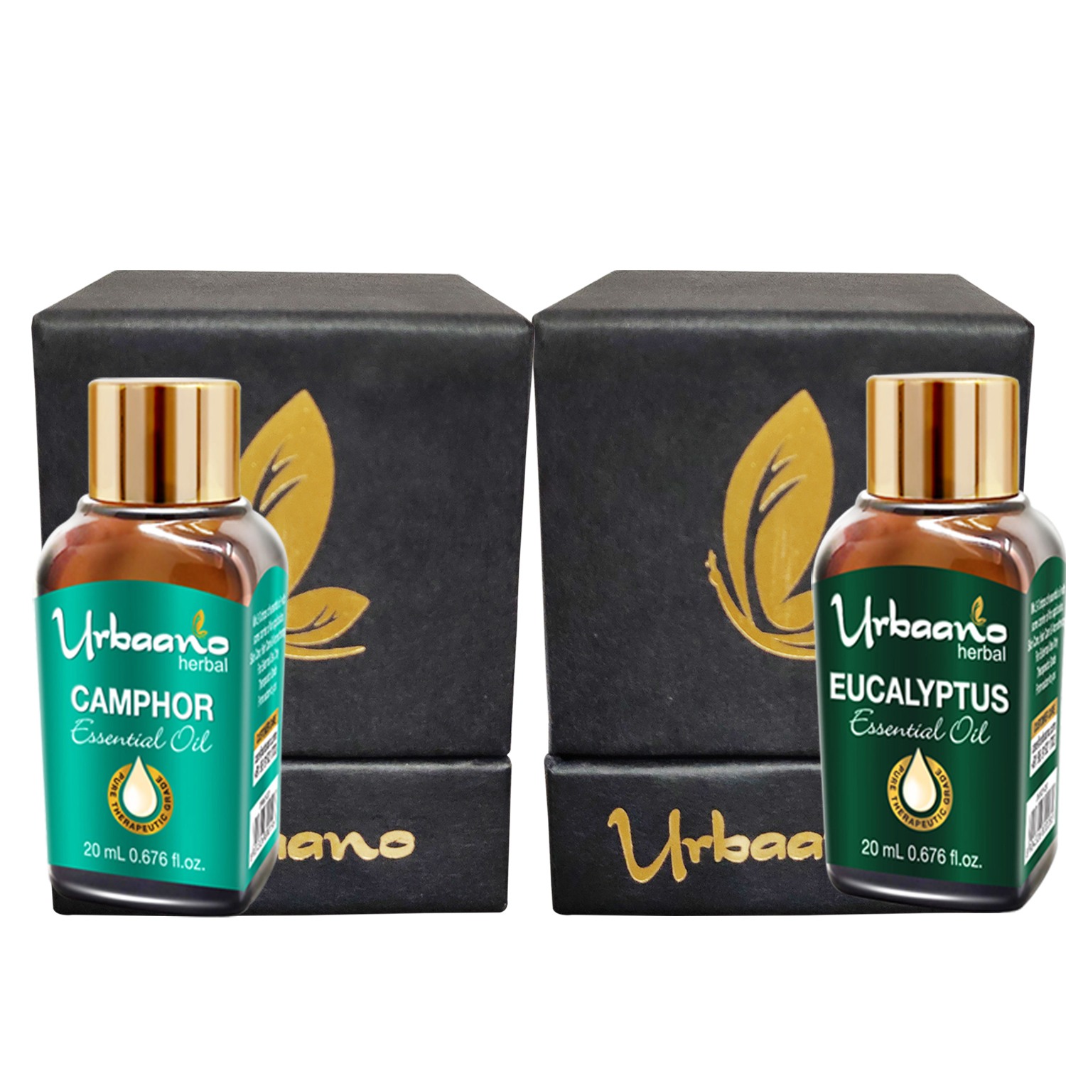 Urbaano Herbal Camphor & Eucalyptus Essential Oil 20 ml each(For Hair, Skin & Aromatherapy - 100% Undiluted - Therapeutic Grade)