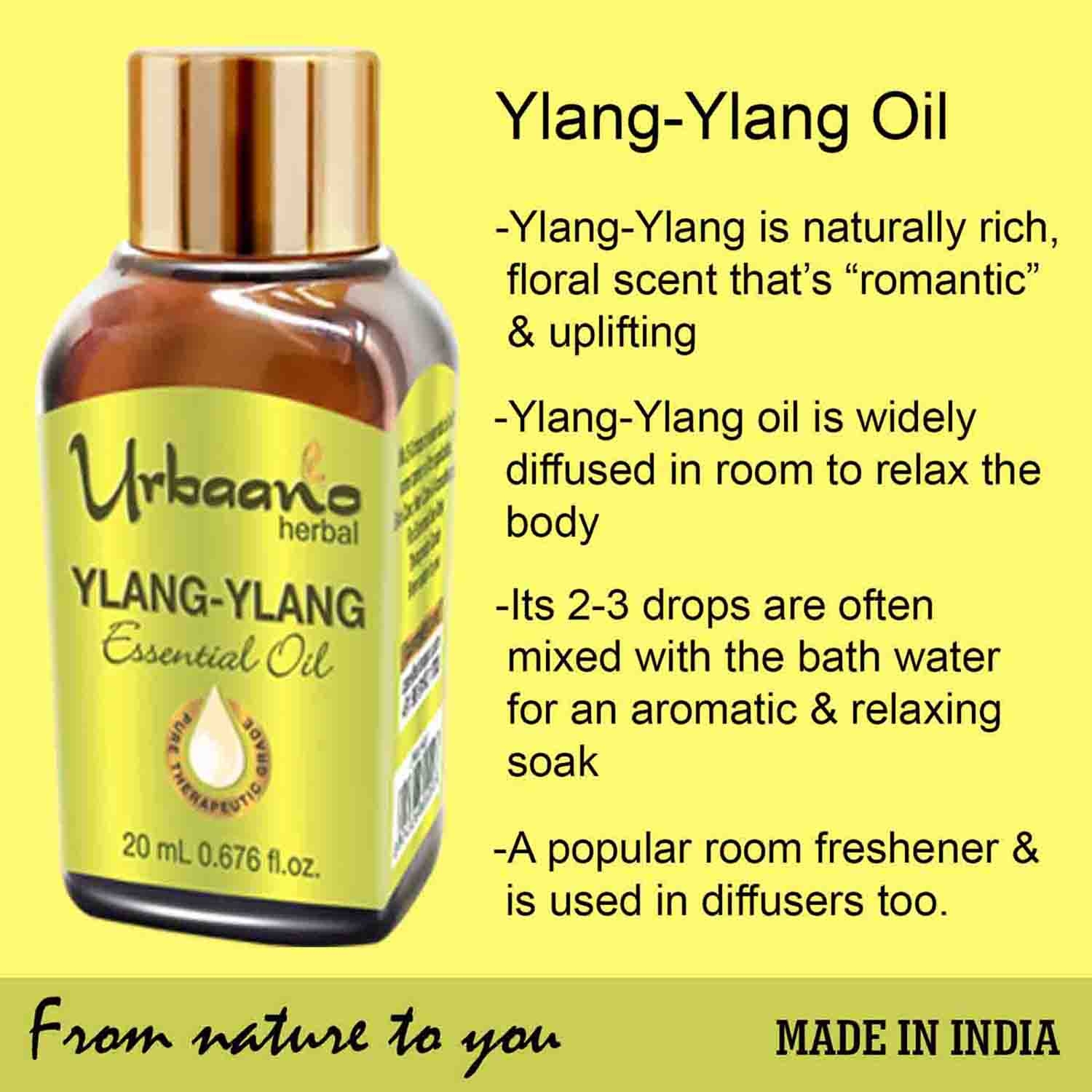 Urbaano Herbal | Urbaano Herbal Ylang Ylang Essential Oil for Skin & Aroma Natural & Pure - 20ml 2