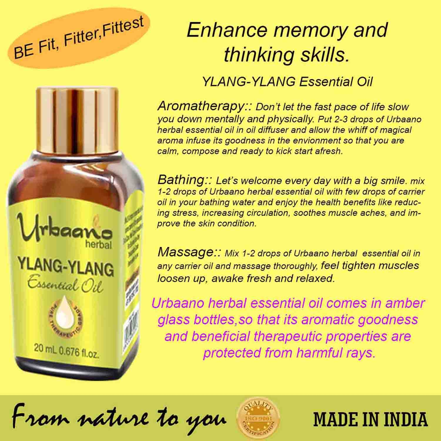 Urbaano Herbal | Urbaano Herbal Ylang Ylang Essential Oil for Skin & Aroma Natural & Pure - 20ml 4