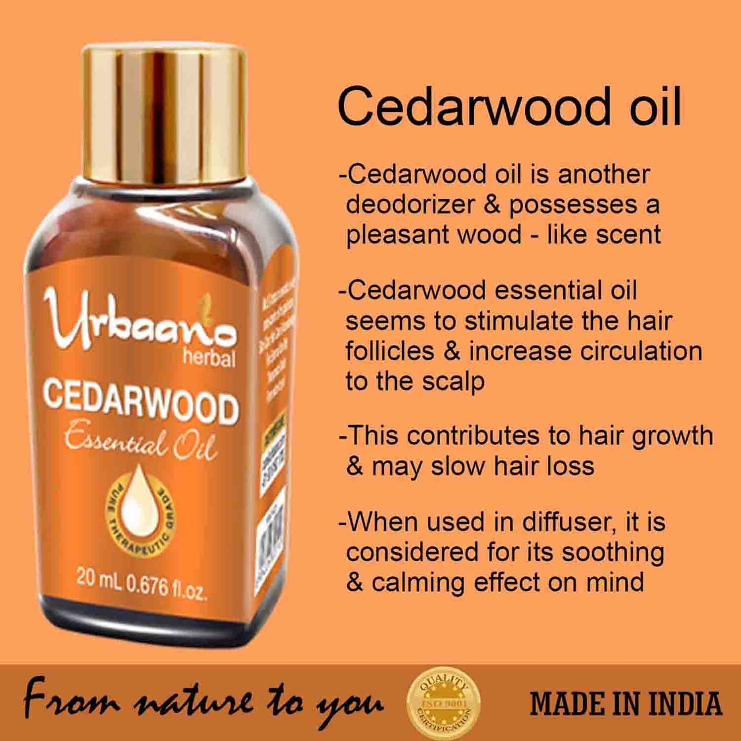 Urbaano Herbal | Urbaano Herbal Cedarwood Essential Oil for Aromatherapy natural & Pure -20ml 2