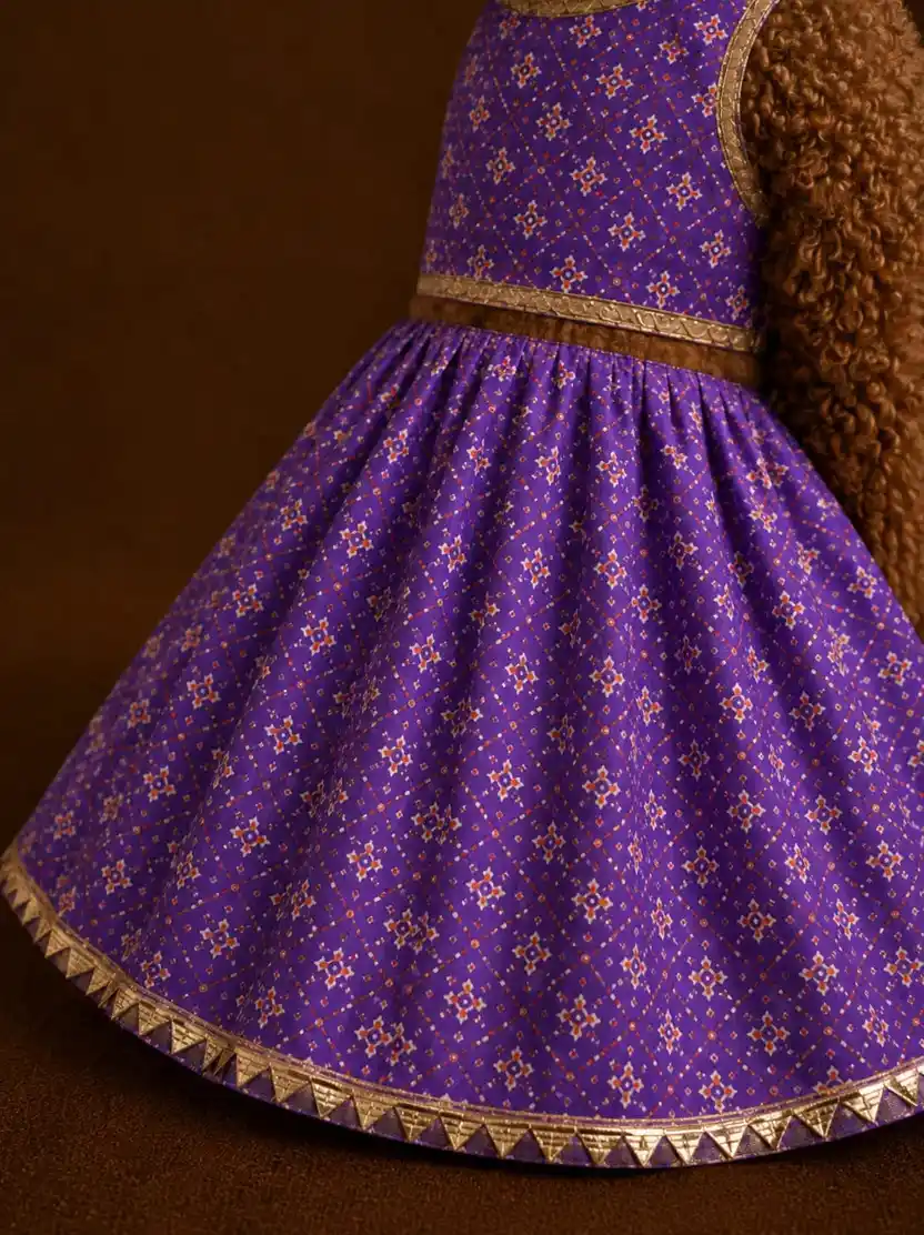 Pawsh Pet Purple Patola Lehenga for Dogs