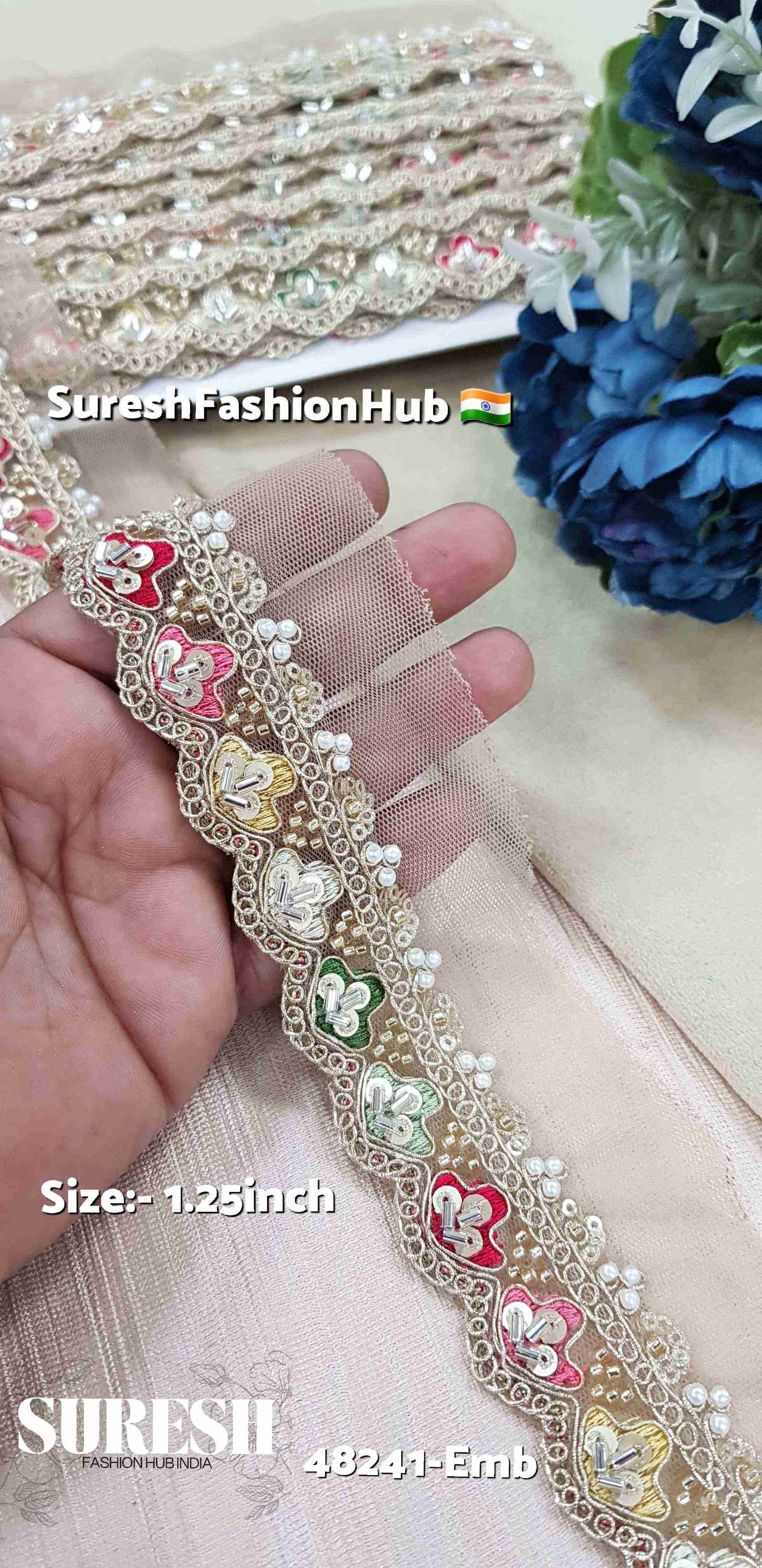 Ornate Blossom Embroidery Border