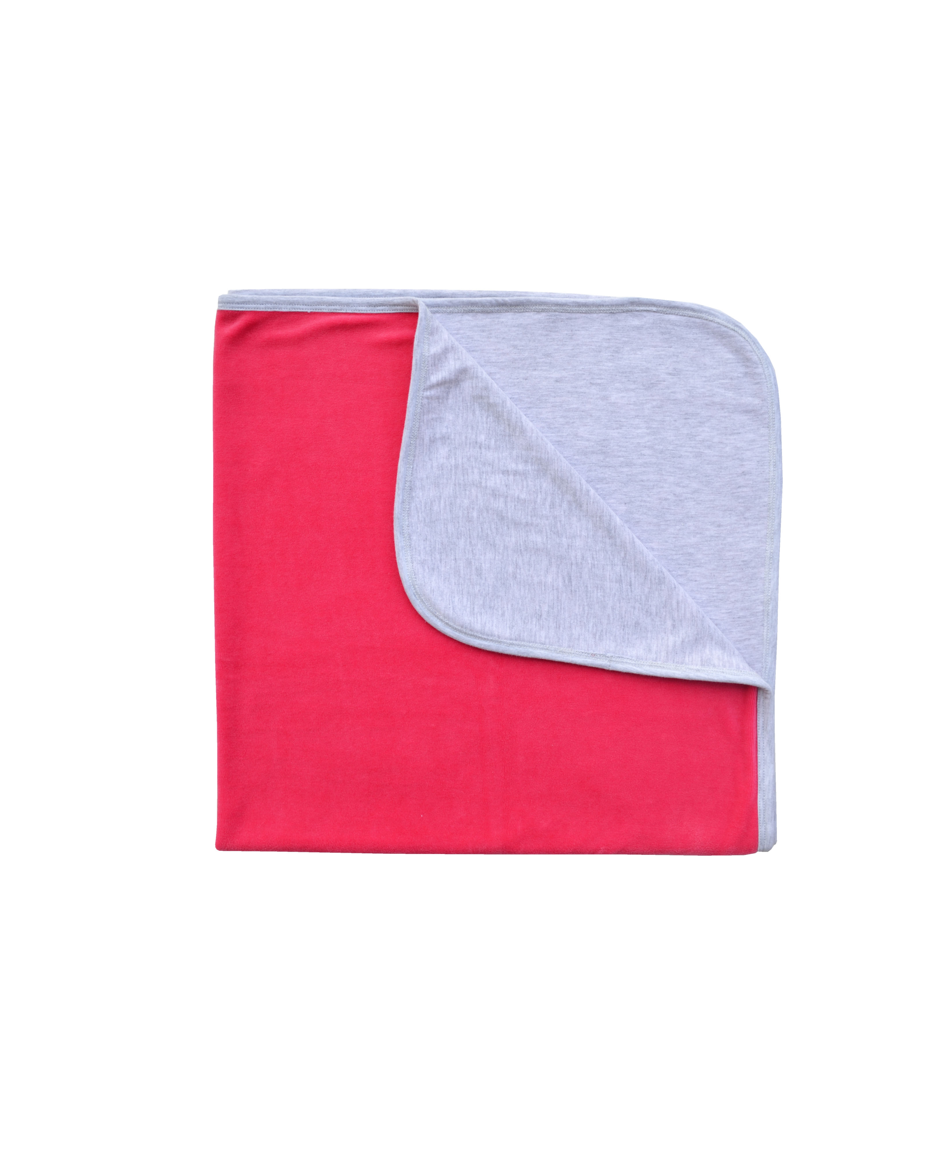 Pink & Grey Melange Reversible Baby Blanket (Cotton / Velour)