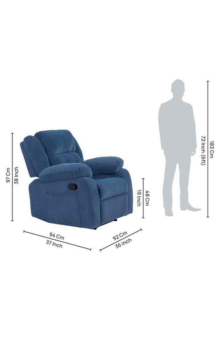 NEUDOT Ease Rocker Single Seater Fabric Recliner - Dusky Blue