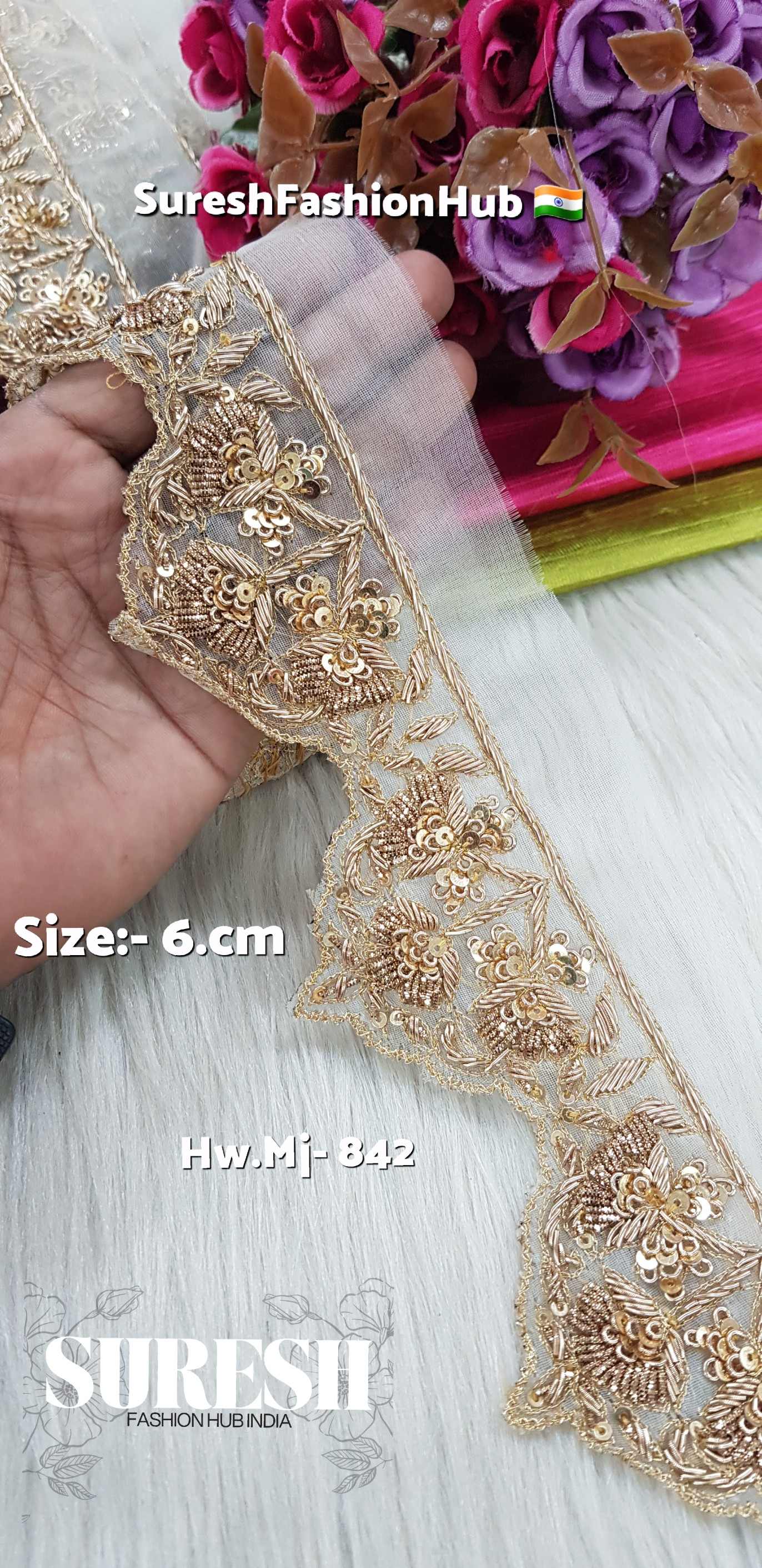 Zardosi Scalloped Floral Organza Border – Mj-842