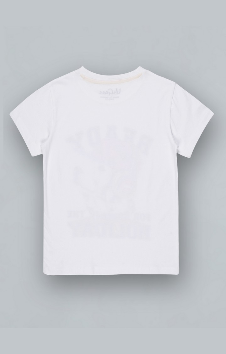 UrGear Boys Typography Printed Pure Cotton White T-Shirt