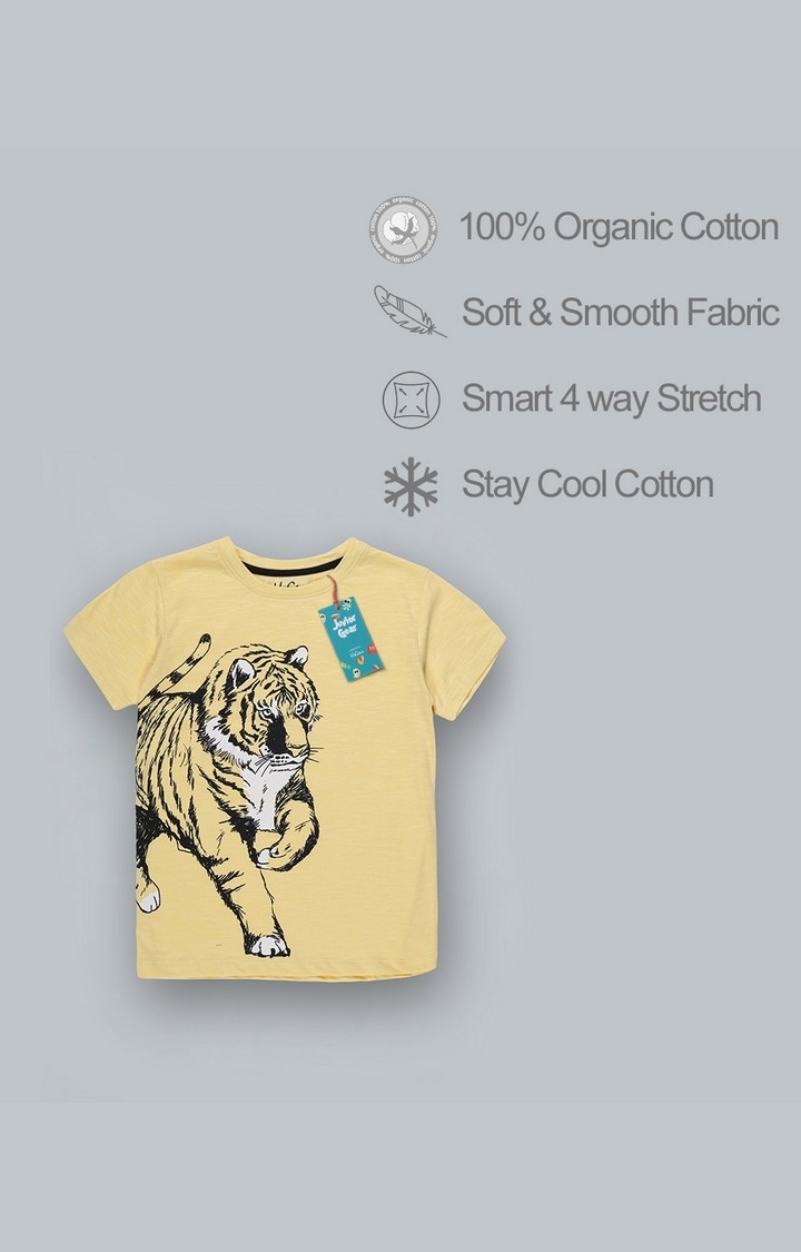 UrGear | UrGear Boys Animal Print Pure Cotton Yellow T-Shirt 3