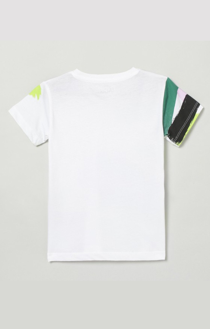 UrGear Boys and Girls Printed Pure Cotton White T-Shirt