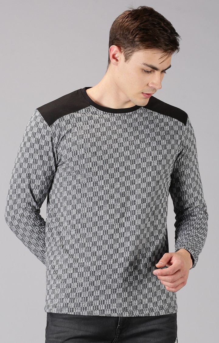 UrGear | UrGear Self Design Men Crew Neck Black and Grey T-Shirt 0
