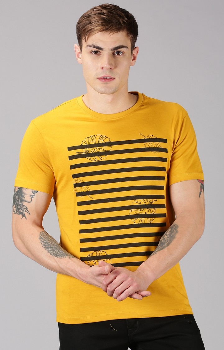 UrGear Printed Men Crew Neck Yellow T-Shirt