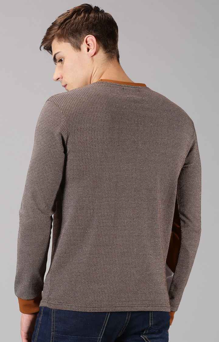 UrGear Colourblock Men Crew Neck Brown T-Shirt