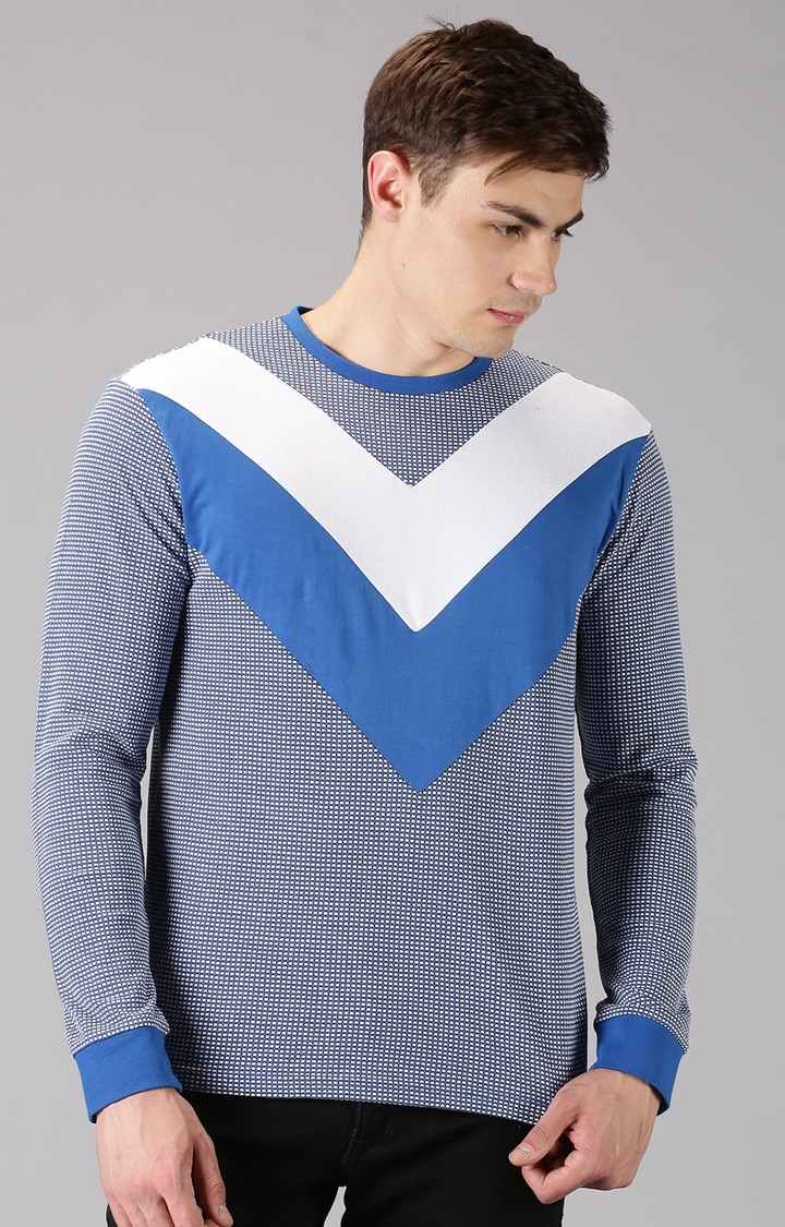 UrGear Colourblock Men Crew Neck Blue T-Shirt