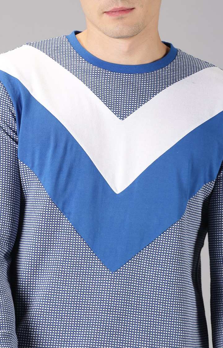 UrGear Colourblock Men Crew Neck Blue T-Shirt