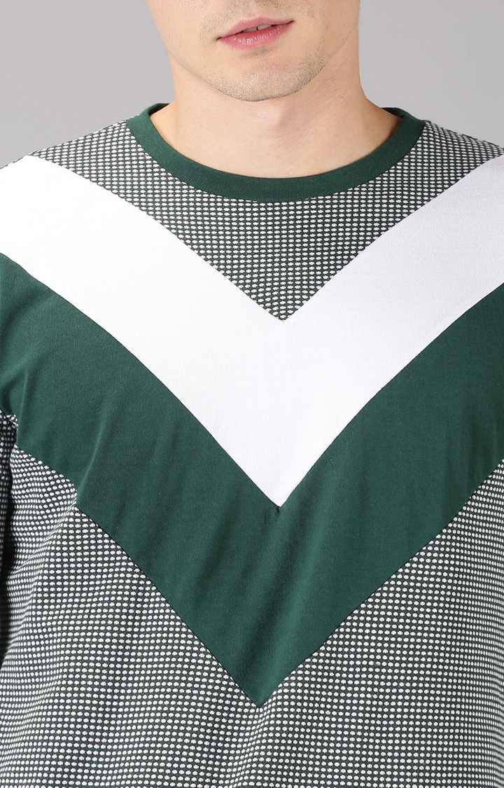 UrGear Colourblock Men Crew Neck Green T-Shirt