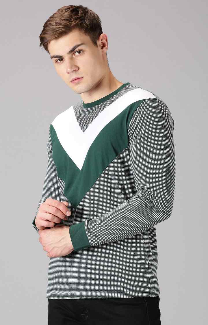 UrGear Colourblock Men Crew Neck Green T-Shirt