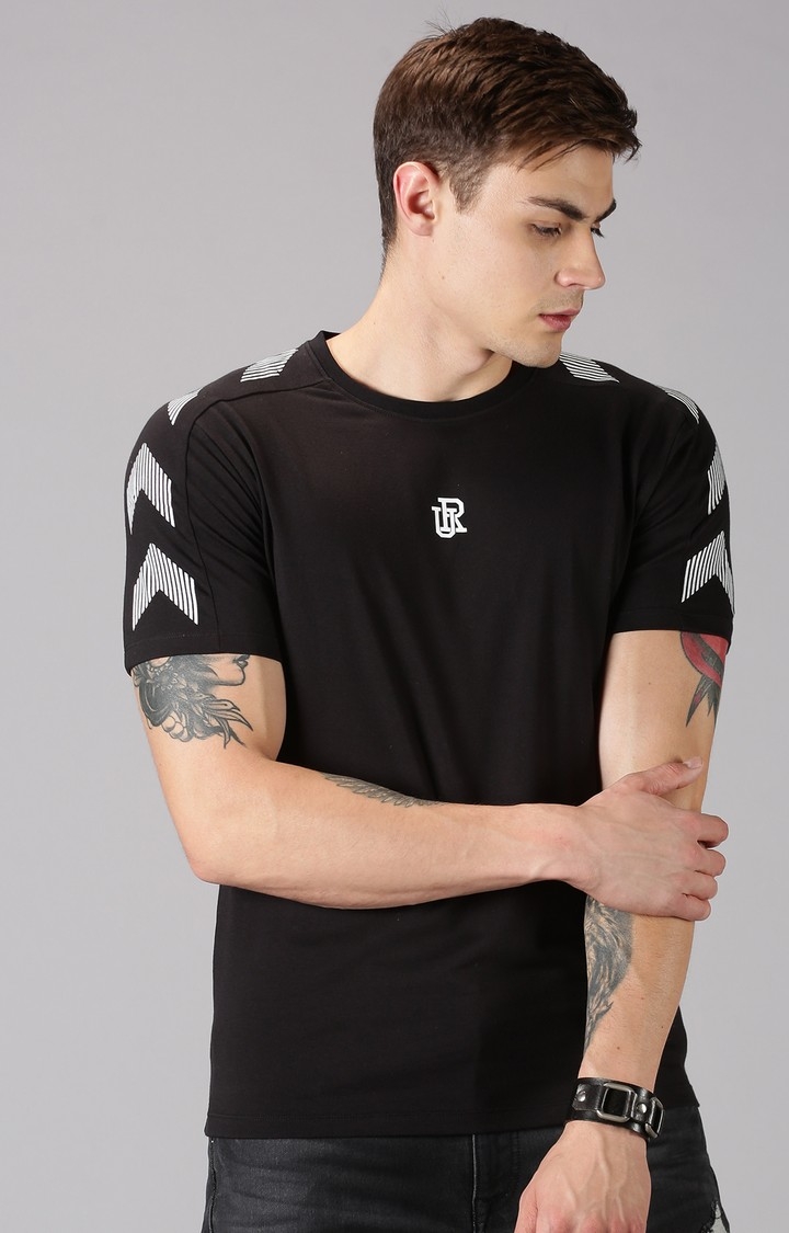 UrGear | UrGear Printed Men Crew Neck Black T-Shirt 0