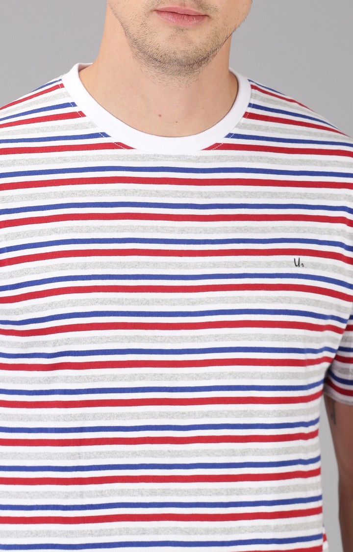 UrGear | UrGear Striped Men Crew Neck Multi-Coloured T-Shirt 4