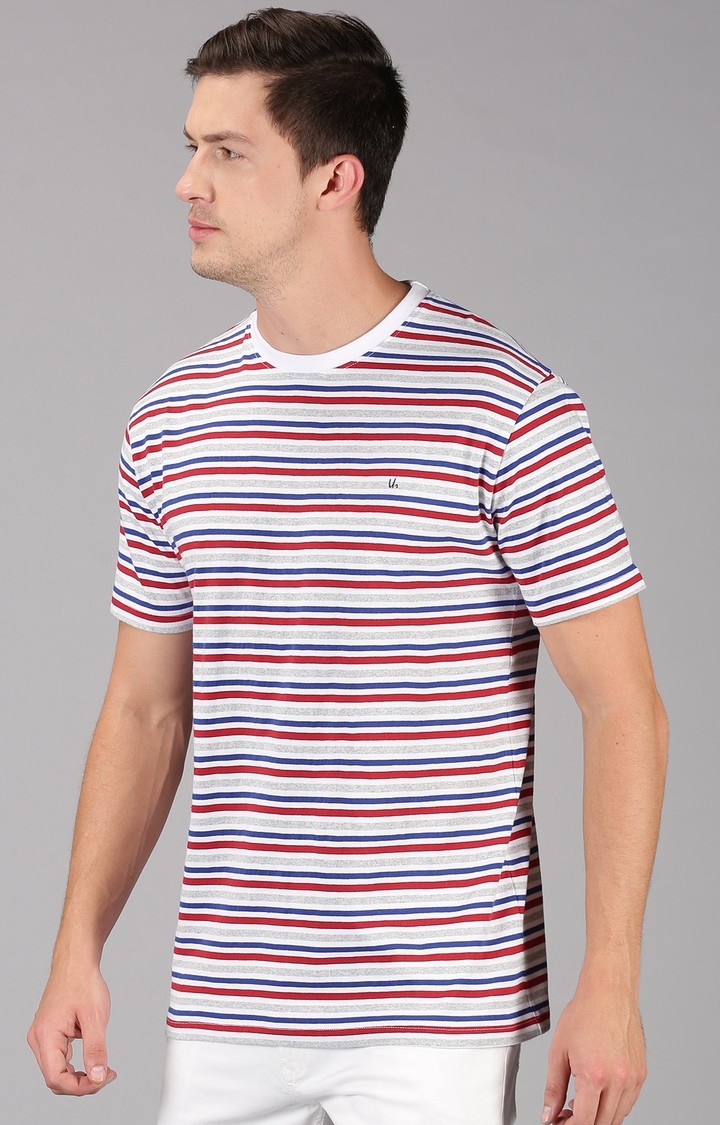 UrGear | UrGear Striped Men Crew Neck Multi-Coloured T-Shirt 2