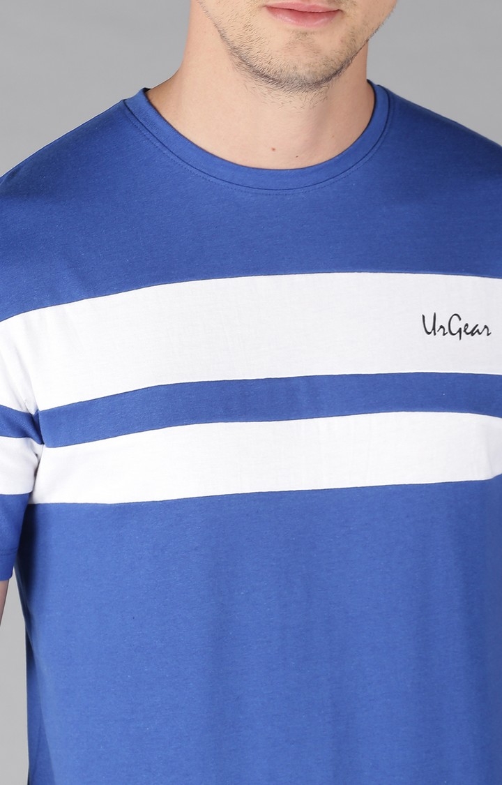 UrGear | UrGear Striped Men Crew Neck Blue and White T-Shirt 4